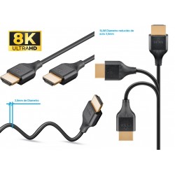 CABLE HDMI M-M 8K 1MTS NEGRO SLIM