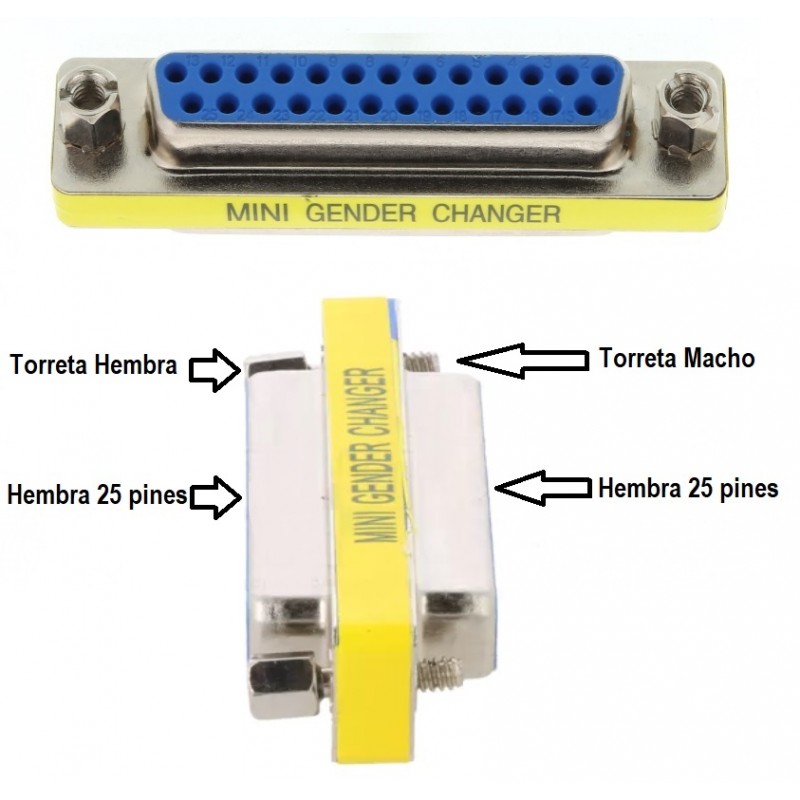 ADAPTADOR DB25 H-H BAJO PERFIL