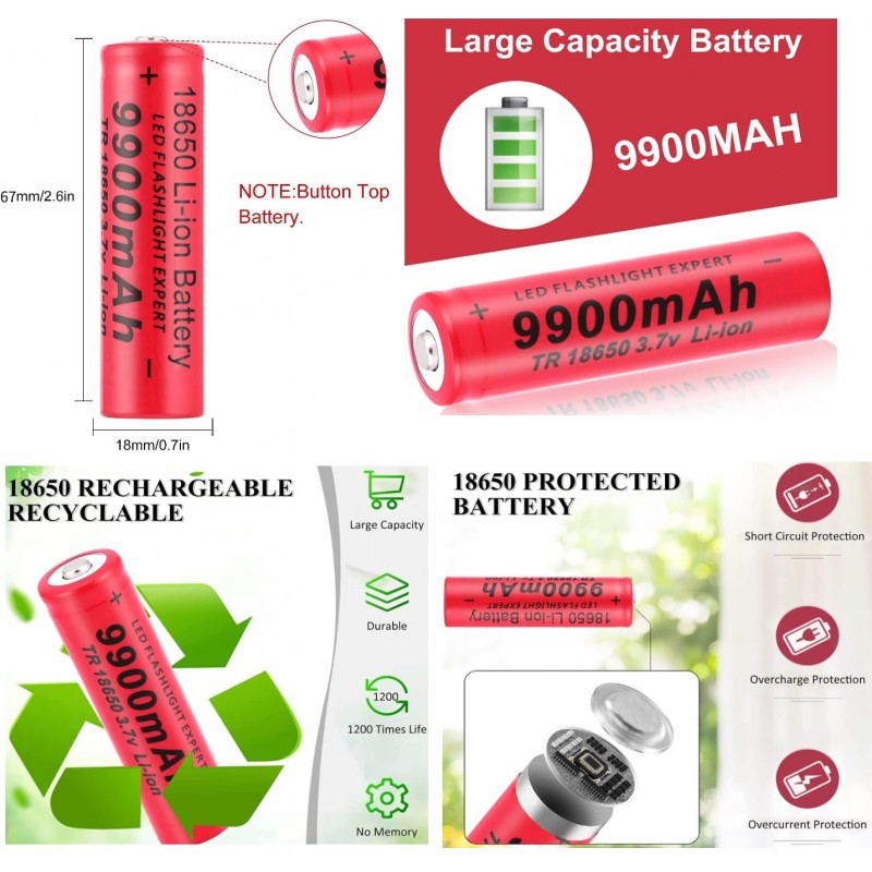 BATERIA DE LITIO 18650 3,7V 9900 mAh REC