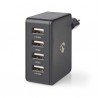 ALIMENTADOR 220V 4xUSB A 2,4A 10W NEGRO