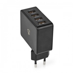 ALIMENTADOR 220V 4xUSB A 2,4A 10W NEGRO