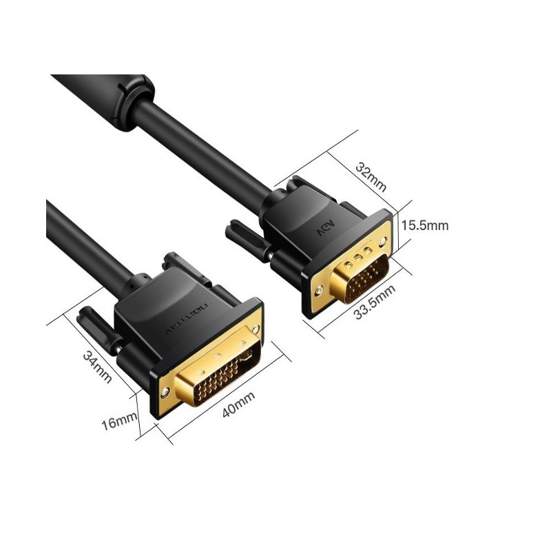 CABLE DVI-I (24+5) M-VGA M 2M C.FERRITAS