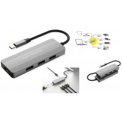 ADAPTADOR USB C M-4xUSB 3.2 GRIS