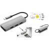 ADAPTADOR USB C M-4xUSB 3.2 GRIS