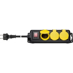 REGLETA 3 TOMAS SCHUKO+INT+TAPA NEGRA 3M