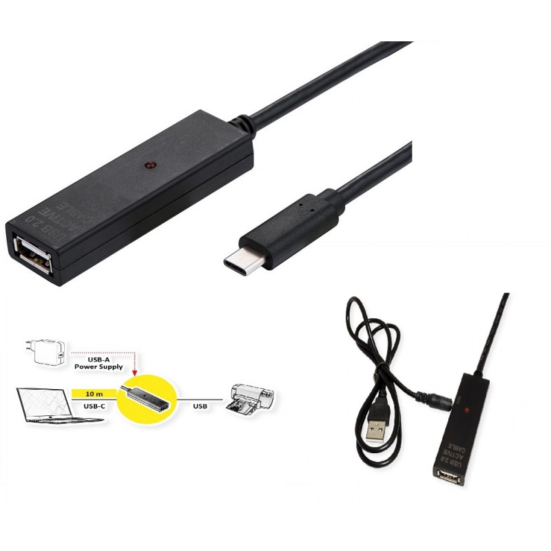 CABLE USB 2.0 TIPO A H-USB C M 20M AMPLI