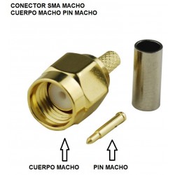 CONECTOR SMA MACHO RG174 LMR100 CRIMPAR