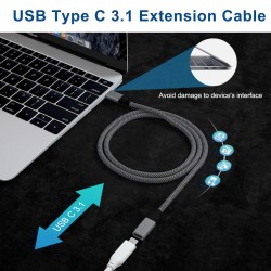 CABLE USB C M-H 2M PLATA V3.1 Gen-2 4k