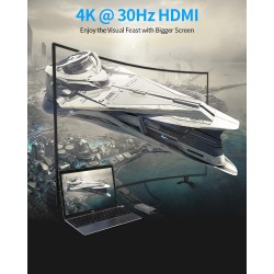 ADAPTADOR USB C M-HDMI H+RJ45+3xUSB3.0+C