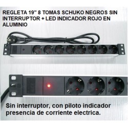 REGLETA 19" 8 TOMAS SCHUKO SIN/INT+LED A