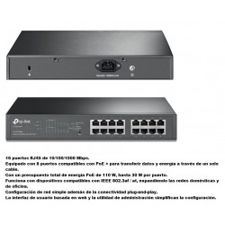 SWITCH POE 8+8 PUERTOS...