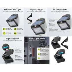 FOCO LED 4W 500lm IP65+SENSOR+SOLAR NEGR