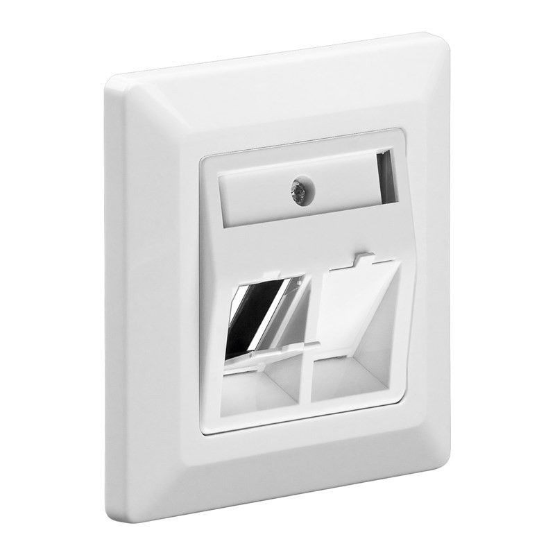 MARCO+BASTIDOR 2xRJ45 45x45 BLANCO 45º