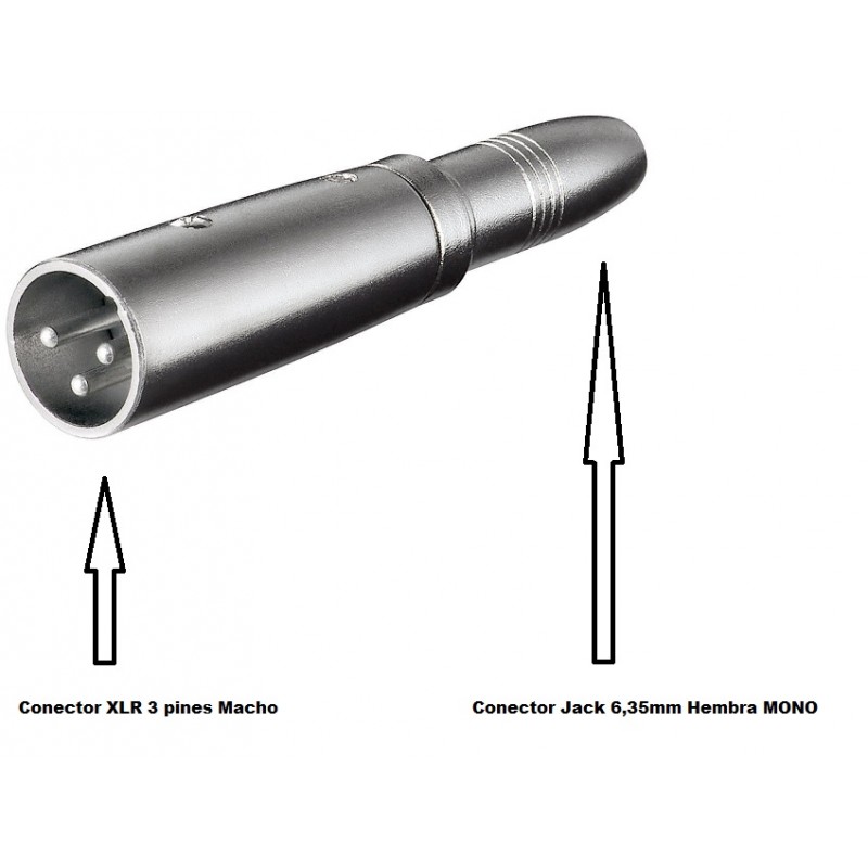 ADAPTADOR XLR3 M-JACK 6,3 H MONO