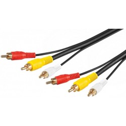 CABLE 3xRCA M-M 10MTS NEGRO