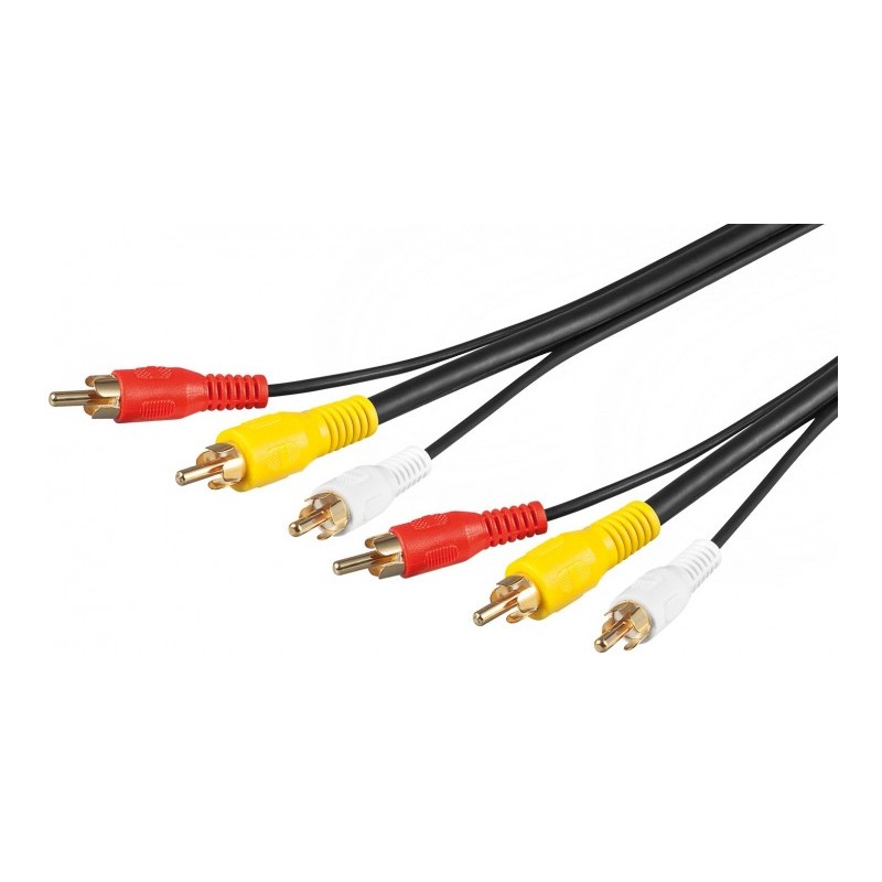 CABLE 3xRCA M-M 10MTS NEGRO
