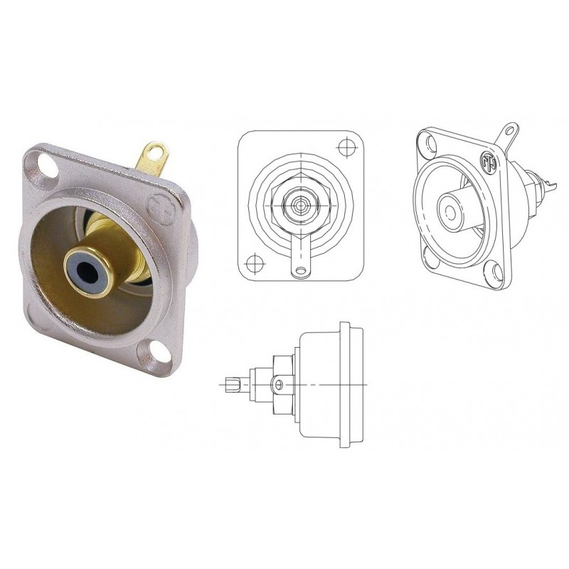 CONECTOR RCA HEMBRA NEGRO CHASIS NEUTRIK
