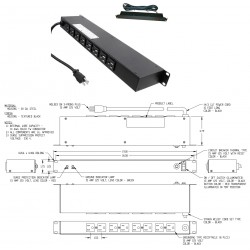 REGLETA 19" 8 TOMAS USA CON INTERRUPTOR