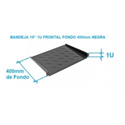 BANDEJA 19" 1U FRONTAL FONDO 400mm NEGRA