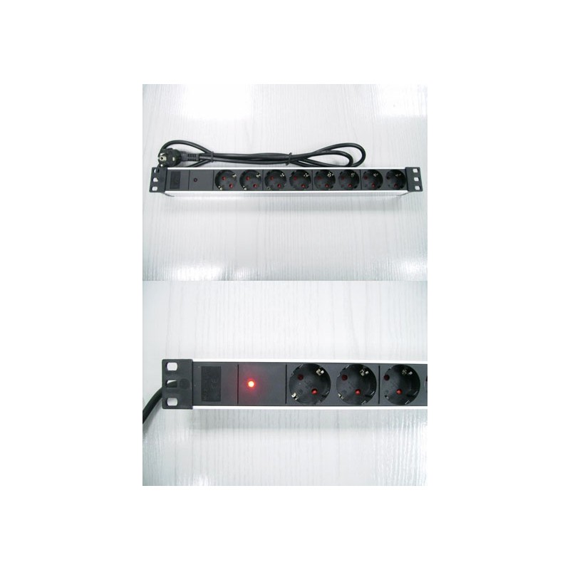 REGLETA 19" 8 TOMAS SCHUKO SIN/INT+LED A