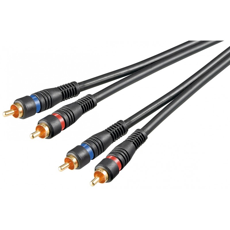 CABLE 2xRCA M-M 0,2MTS NEGRO HQ