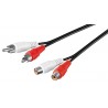 CABLE 2xRCA M-H 2,5MTS NEGRO