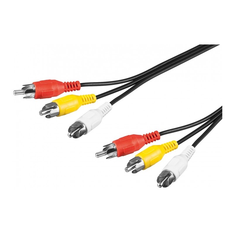CABLE 3xRCA M-M 2MTS NEGRO (FINO)