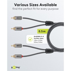 CABLE 2xRCA M-M 0,5MTS GRIS profesional