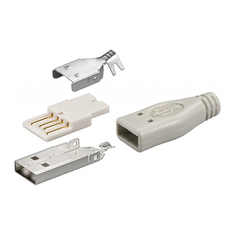 CONECTOR USB TIPO A MACHO SOLDAR+CARCASA