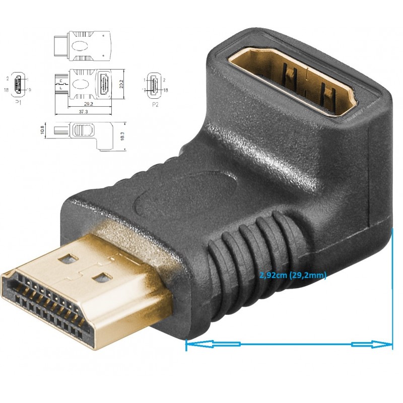 ADAPTADOR HDMI M-H CODO 270º BAJO PERFIL