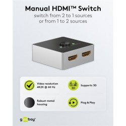 SWITCH HDMI 2 ENTRADAS 1 SALIDA "BOTON"