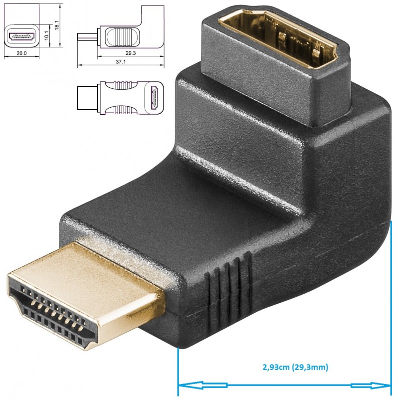 ADAPTADOR HDMI M-H CODO 90º BAJO PERFIL