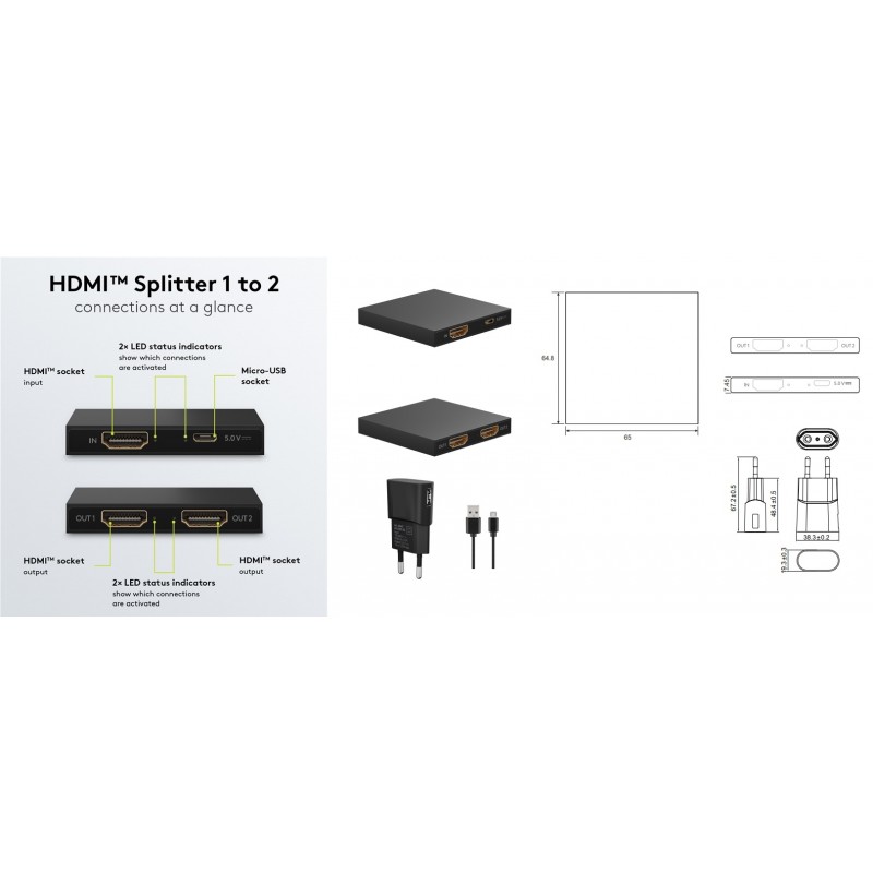 SPLITTER HDMI 1 ENTRADA 2 SALIDAS 4K@30H