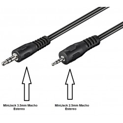 CABLE MINIJACK 2,5mm M-3,5mm M 2MTS
