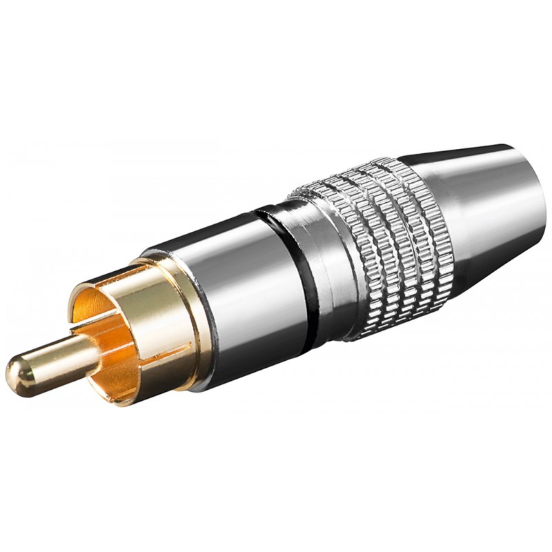 CONECTOR RCA MACHO METAL NIKEL BANDA NEG
