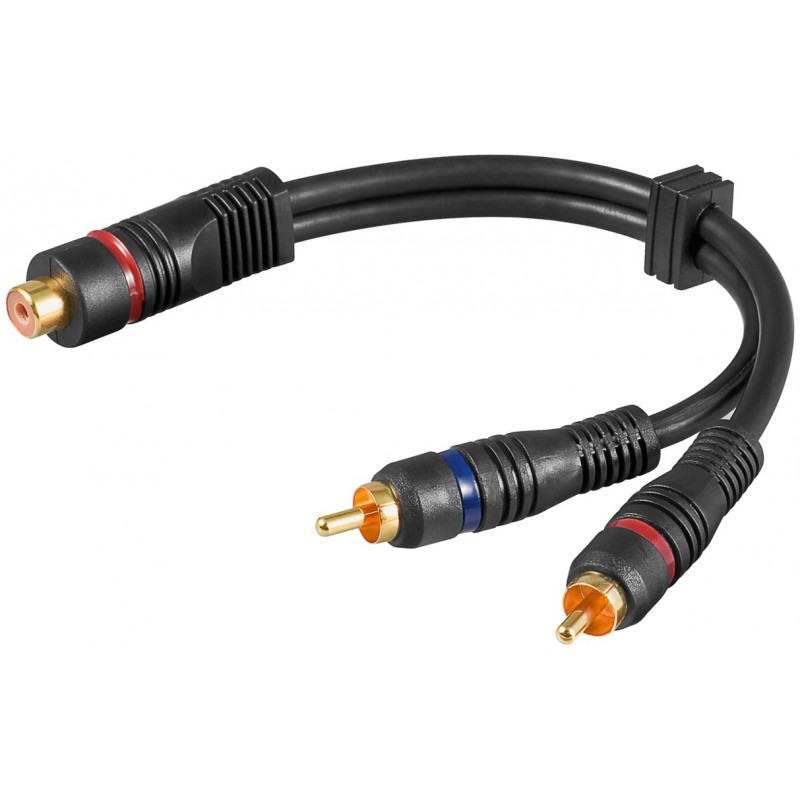 ADAPTADOR 1xRCA H A 2XRCA M HQ  0,20M