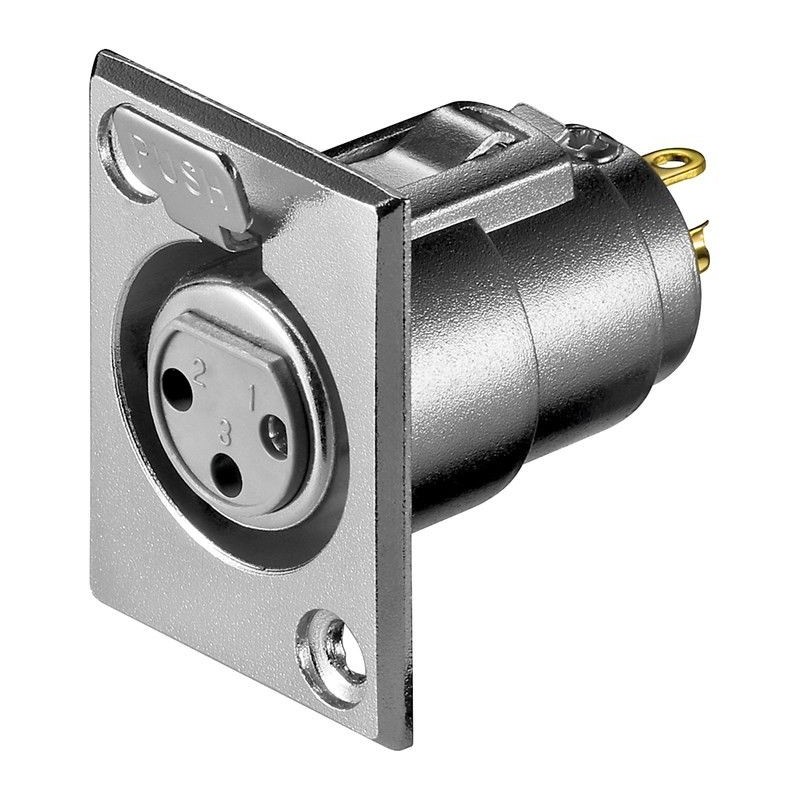 CONECTOR XLR3 HEMBRA PANEL NIKEL SOLDAR