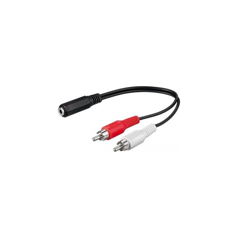 CABLE MINIJACK H-2xRCA M 0,20M NEGRO