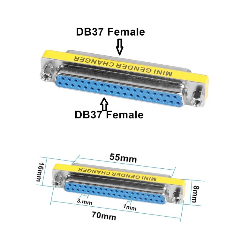 ADAPTADOR DB37 H-H BAJO PERFIL