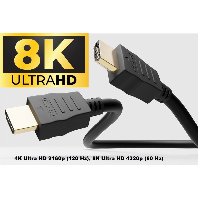 CABLE HDMI M-M 8K 1M ETHERNET NEGRO V2.1