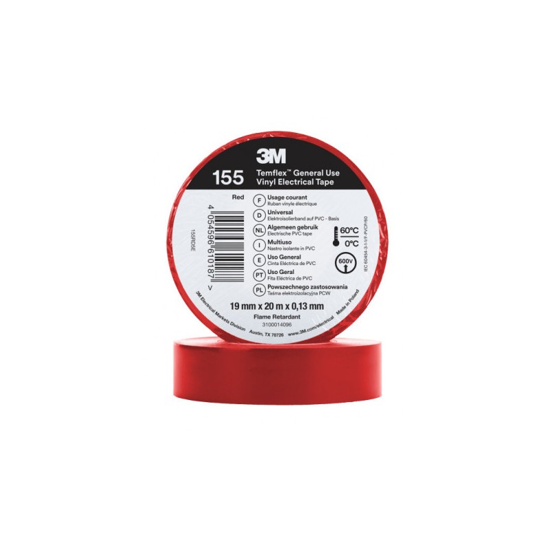 CINTA AISLANTE TEMFLEX 155 ROJO 19mm