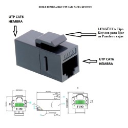 DOBLE HEMBRA RJ45 UTP CAT6...
