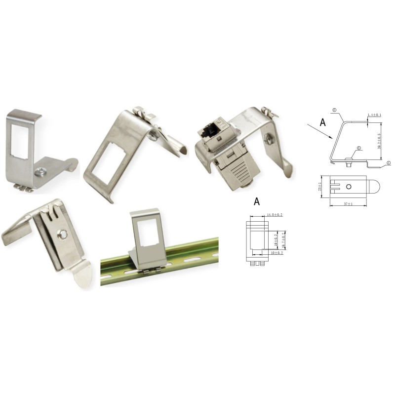 PLACA METALICA 1xRJ45 PARA CARRIL DIN KE