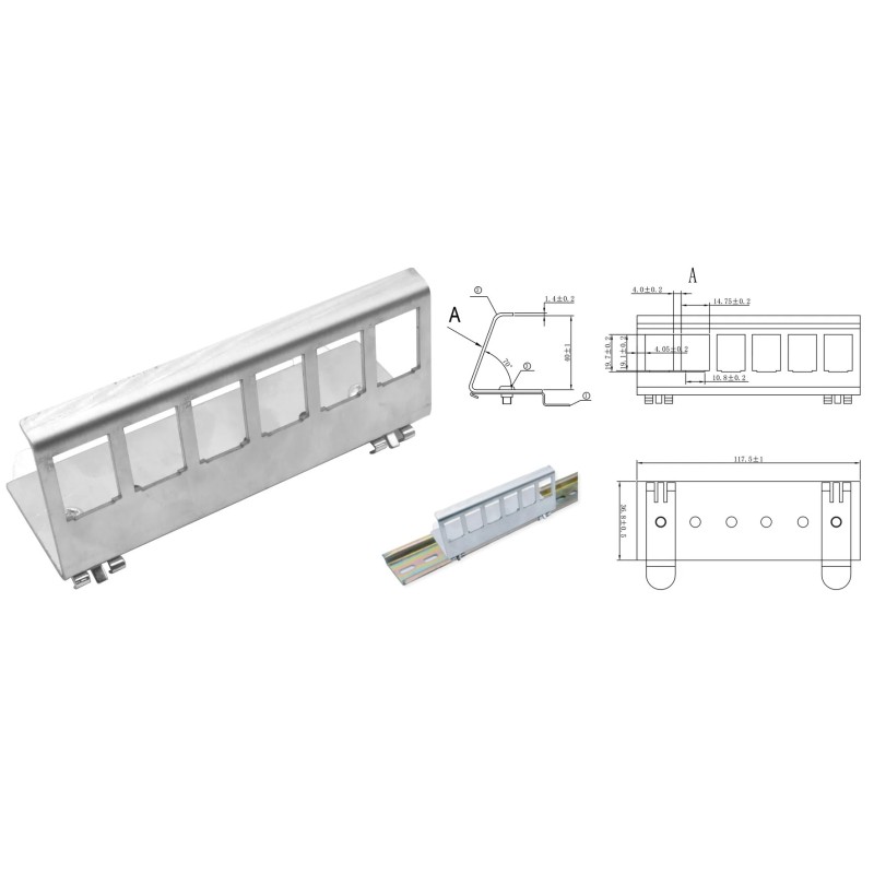 PLACA METALICA 6xRJ45 PARA CARRIL DIN KE