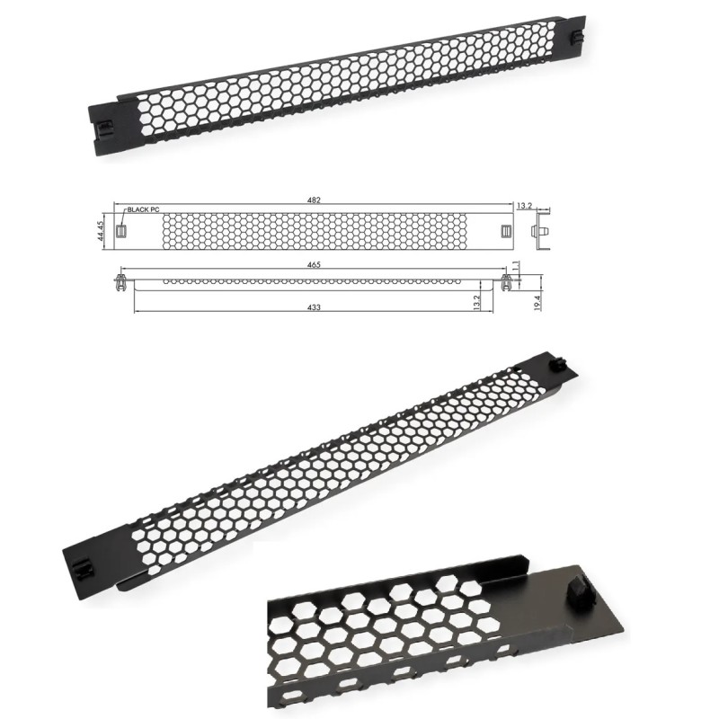 PANEL 19" 1U VENTILADO/PERFORADO NEGRO s