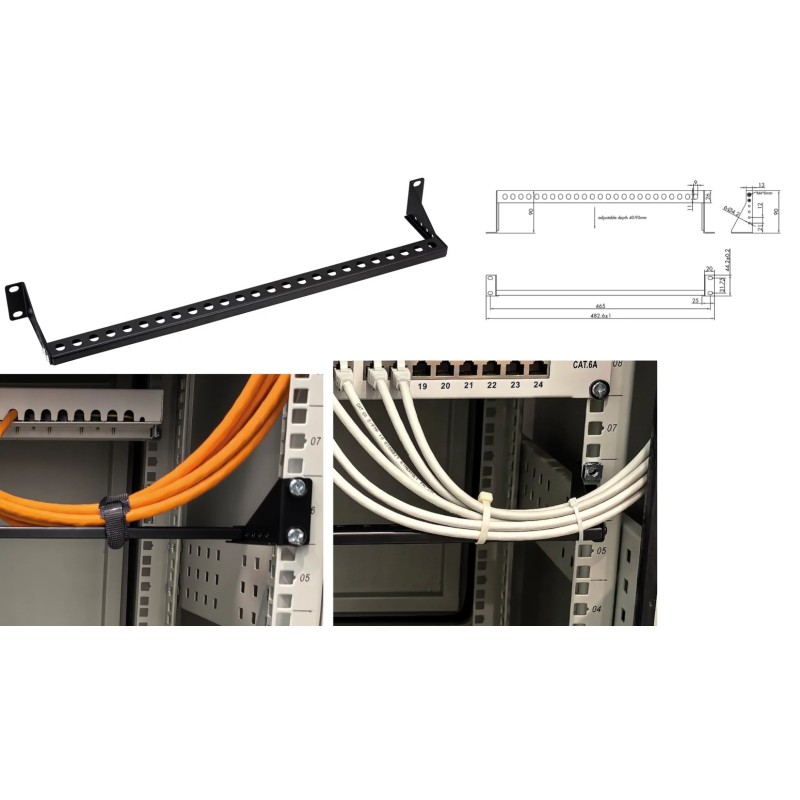 19" BARRA SUJECCION SOPORTE GUIA CABLES