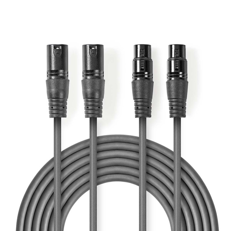 CABLE AUDIO 2 PAR 2xXLR3 M-2xXLR3 H 5M