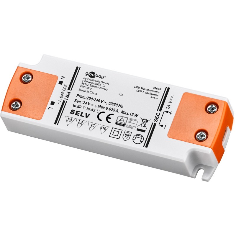 TRANSFORMADOR 220V AC-24VDC PARA LED 15W