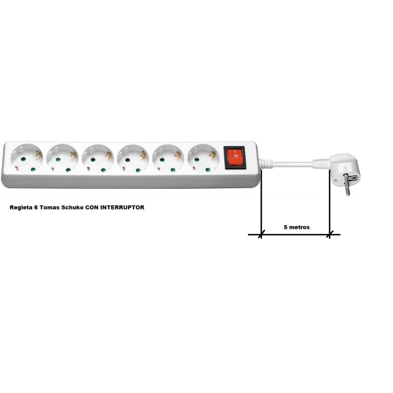REGLETA 6 TOMAS SCHUKO+INT BLANCA 5M