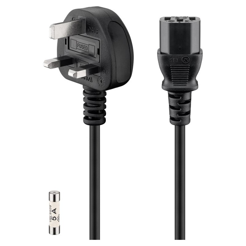 CABLE ALIMENTACION UK-C13 H 1,5M NEGRO